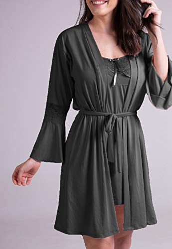 Hobby Roupão Bravaa Modas Robe Amarrar Lingerie 241 Preto (GG, Preto)