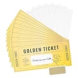 JIANTA 10 Ticket Dorados para Rascar, Tarjeta Regalo Rasca y Gana Personalizados, Tarjeta de Cumpleaños Sorpresa para Mujer, Hombre, Amigo, padres, para Navidad, Cumpleaños con Sobres