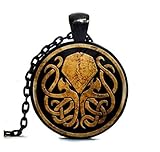AttractionOil Gifts Black on Black Vintage Cthulhu Cabochon Pendant Necklace
