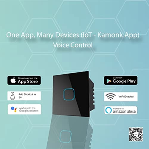 KAMONK Smart Touch Switch 1 Gang 24A, Wi-Fi, Black - Image 6