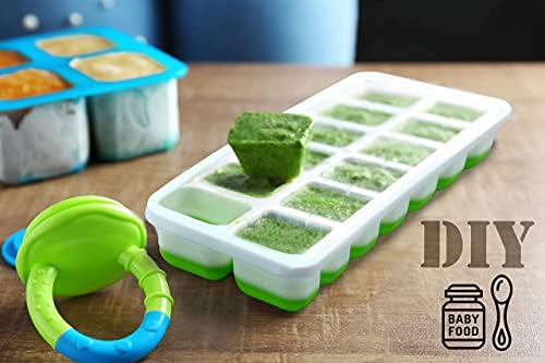 Shopzilify Silicone Ice Cube Trays with Lid | Flexible Base for Easy Release Ice Cubes | Ice Cube Tray Silicone with Non-Spill Removable Lid | LFGB Certified and BPA Free | Set of 4 Packs | Green