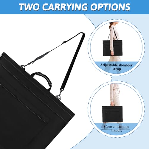 Image of Art Portfolio Case 20x24 Inch Large Size Portfolio Folder for Artwork Poster Board Storage Waterproof Art Portfolio Tote Bag with Four Pockets and Handle for Drawing, Sketching