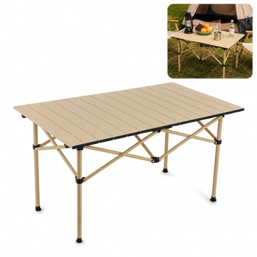 Image of Foldable Camping Table for Outdoor Picnic & Travel | Portable Lightweight Aluminium Folding Table for Camping, BBQ, Garden, Patio & Beach Use | Compact Roll-Up Picnic Table (120 CM)