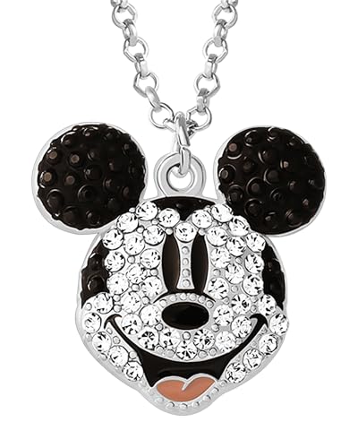Disney Women’s Minnie and Mickey Mouse Pave Crystal Necklaces – Officially Licensed Jewelry, 16