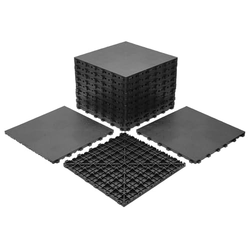 jxgzyy 30 Stück Garagenbodenfliesen 40x40 cm verzahnte Werkstattboden Klickfliesen 10.000 kg Tragfähigkeit rutschfeste DIY Fliesen für Garagen Kellerräume Schwarz