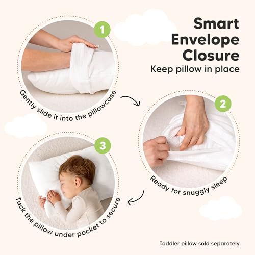 Image of KeaBabies Cotton Muslin Toddler Pillowcase 13x18 Only, 2-Pack (Soft White) | Organic Cotton Muslin Pillow Case for Kids, Girls, Boys, Small Travel Size Cover, Soft,Breathable Toddler Pillow Not Included