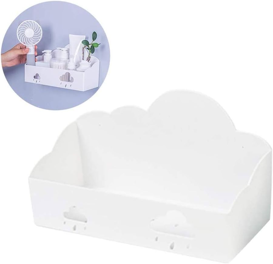 Shower Room Debris Rack, White Plastic Bathroom Wall Mounted Shelf, Suction Cup Shaped Floating, Used in Home Office Dormitory
