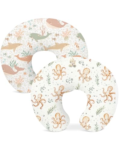 Image of Nursing Pillow Covers 2 Pack, Breastfeeding Pillow Slipcovers Soft and Stretchy, Nursing Covers for Baby Girls Boys Newborn