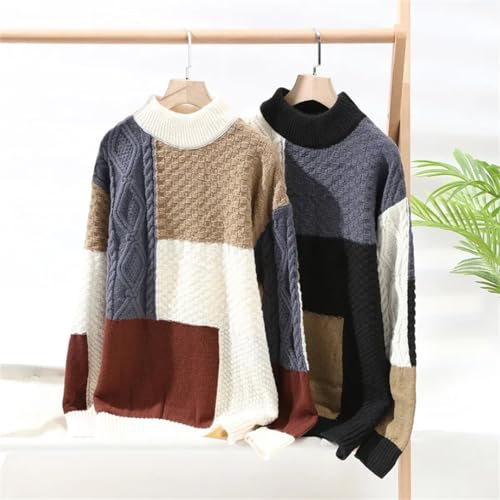 Autumn Winter Sweater Men Fashion Patchwork Knitted Pullovers O Neck Casual Sweaters Street Knitting Pullover4