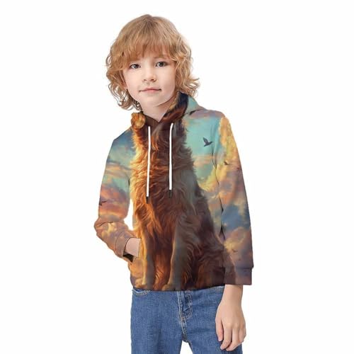 Sweat à capuche enfant motif chien 3D | Pull d'automne garçons 8-10 ans