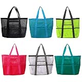 ARVALOLET Damen-Strandtasche, große Netz-Schwimmbadtasche, mehrere Taschen, Strand-Einkaufstasche, leichte Reise-Lebensmitteltasche