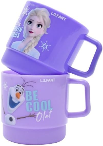 Lilfant Set of 2, Frozen Elsa Princess Mug, Plastic Cup with Handle, 250ml, Purple - Image 3