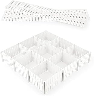 VOSSOT 8Pcs Drawer Dividers, Plastic Drawer Storage Organizer, DIY Adjustable Grid Drawer Separators, White Flexible Household Separators for Office Supplies, Bedroom, Kitchen(32 * 7cm/14.6 * 2.8in)
