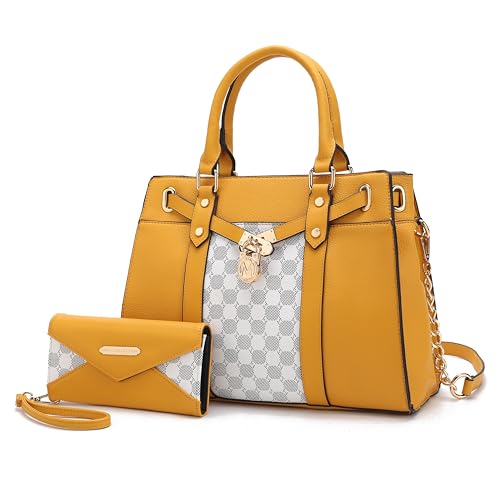 Image of MKF Collection Crossbody Tote Bag for Women & Wristlet Wallet Purse Set - PU Leather Top-Handle Satchel Shoulder Handbag