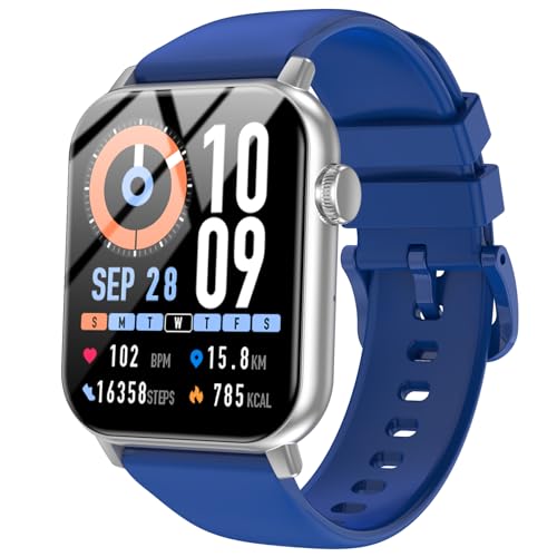 Image of Smart Watches for Men Women with Bluetooth Calling, 1.83 inch HD Touchscreen Fitness Tracker, IP68 Waterproof, 120+ Sports Modes, Heart Rate & Sleep Monitor, Activity Tracker for iPhone Android (Blue)