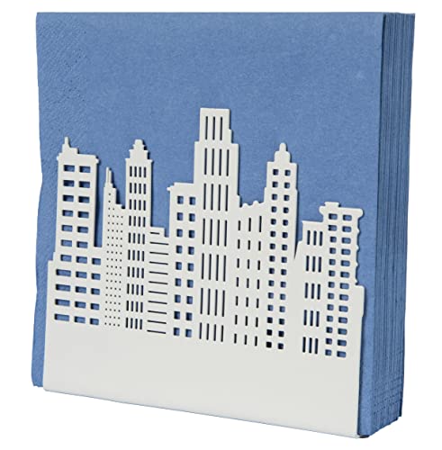 FISURA – Servilletero Original con diseño de Edificios. Servilletero de Mesa Blanco. Soporte para servilletas de Metal. Porta servilletas de Cocina de 15x4x13 cm.