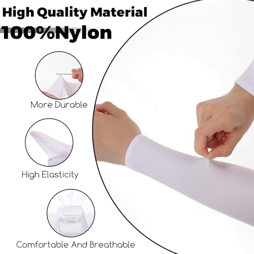 Neyauo 6 Paar Kinder Armsleeve UV Schutz Armlinge Sport Arm Sleeves Gaming Elastische Armstulpen für Jungen Mädchen Volleyball Basketball Armschoner(Schwarz, Weiß)