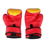 Healifty Guantes de Boxeo para PU con Diseño de Fuego Transpirables y Ergonómicos Ideales para Entrenamiento de Kickboxing Taekwondo y Artes Marciales Absorción de Color Aleatorio