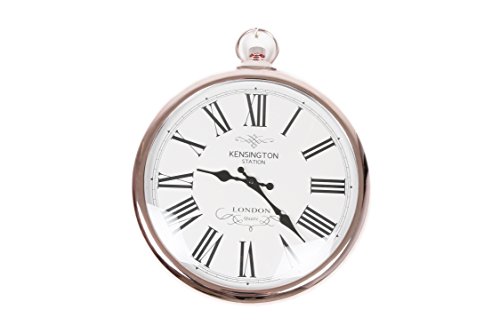 Large 42cm Round Copper Roman Numeral Pocket Watch Kensington Station Wall Clock