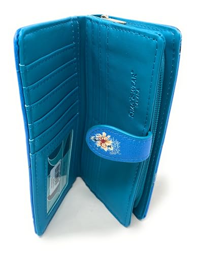 Shag Wear Horse Play Large Wallet for Women and Teen Girls Vegan Faux Leather Teal 7"4