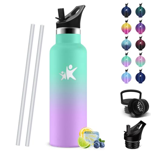 HoneyHolly Botella Agua Niños, Termo Agua Fria, 500ml Cantimplora Termica Sin BPA, 12H Caliente/24 Frío, Cantimplora para Niños & Adultos, Botella Acero Inoxidable para Deporte, Oficina, Yoga