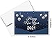 2024 Happy New Year Greeting Cards – Winter Snowy Blue Christmas Eve, Xmas, New Year, Holidays, Greetings, Invitations, Thank You, Announcements – 25 per Pack – Envelopes Included (4.5