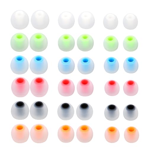 MQIMY Earbud Replacement Tips Silicone Earbud Tips Ear Bud Covers Fit Most in-Ear Earbuds(Inner Hole 3.8mm -5.1mm) Headphone Ear Tips 18 Pairs S M L