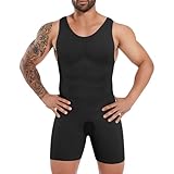 Gleefeat Mens Shapewear Bodysuit Tummy Control Full Body Shaper Compression Undershirt Thigh Slimmer Fajas Para Hombres