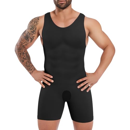 Mens Shapewear Bodysuit Compression Undershirt Black Medium
