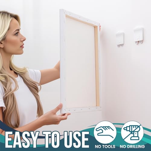 TAILI Picture Hangers 4 Pcs, Damage Free Picture Hangers for Walls，Adhesive Picture Hanging Hooks Without Nails，Art Hanger for Bathroom Kitchen Home Door Closet, Inclue 2 Extra Strips by TAILI - Image 7