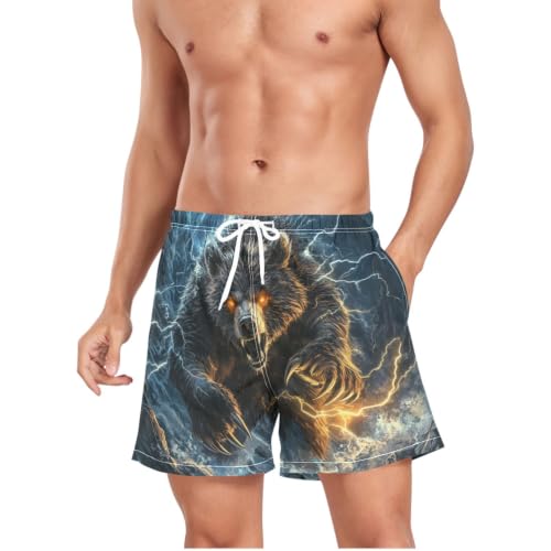 Pantalones cortos de natación para hombre Quick Dry con diseño Thunder Grizzly Bear