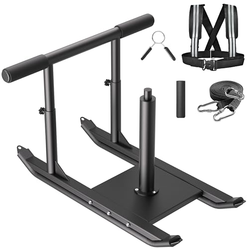 HWOOUSA Weight Sled, Adjustable Height Push Pull Handle Workout Sled,