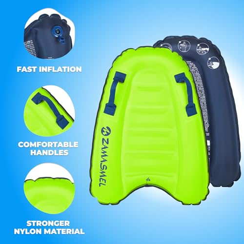 Premium Kids Inflatable Boogie Board Lightweight Swimming Floating Surfboard for Beach & Pool Fun Durable Inflatable Surf Body Board for Wave Riding Summer Pool Floats & Beach Toys (Green) by ZAMASMEL - Image 5
