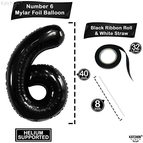 Image of KatchOn, Giant Black Number 6 Balloon - 40 Inch | 6th Birthday Balloon