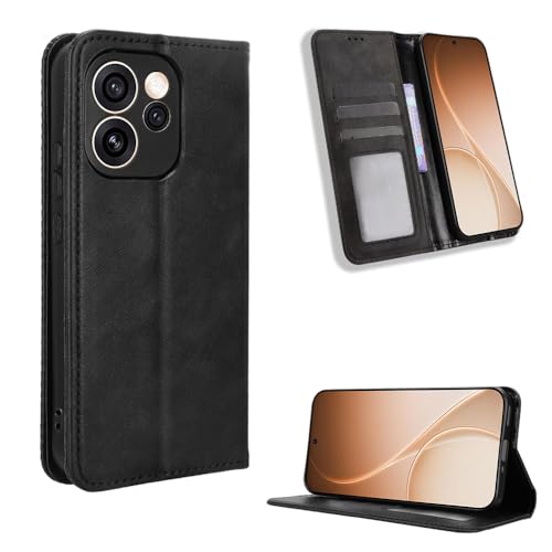 Kukoufey Compatible with Oppo Reno15 Pro Case Cover,PU Leather Flip Phone Protective Cover Compatible with Oppo Reno 15 Pro Mini 5G CPH2813 Case Black