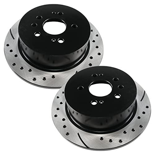 Autoshack Pr41454Lr Pair Of 2 Rear Drilled And Slotted Brake Rotors Black Driver And Passenger Side Replacement For 2007 2008 2009 2010 Hyundai Elantra 2.0L Fwd #TOP2
