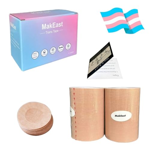 Image of 2 Rolls Trans Tape for Transitioning Extra Wide Chest Binding Tape Latex Free FTM Chest Binder with Nipple Covers Ultra Sticky Waterproof & Flexible 4 in X 16.5 ft (Espresso)