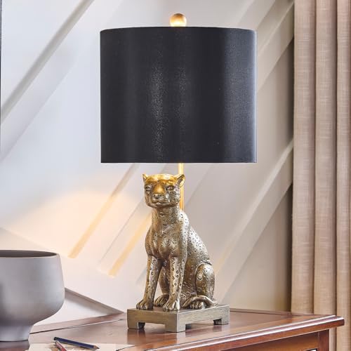 Crestview Collection 24 H Leopard Table Lamp Black Silk Shade