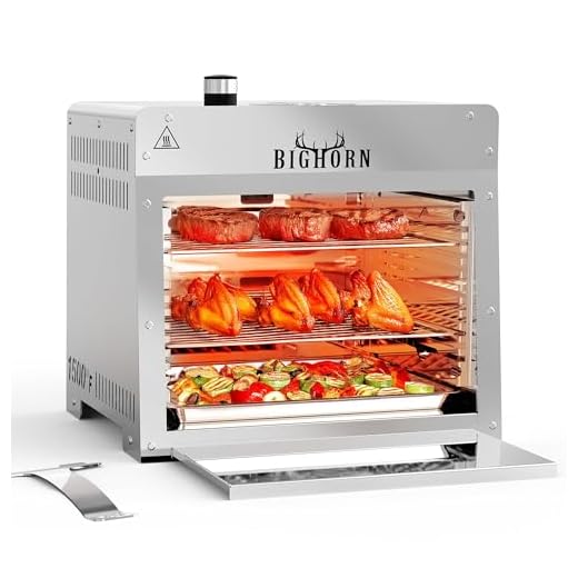 BIG HORN OUTDOORS Portable Infrared Broiler Propane Gas Grill, 1500 Degree Stainless Steel Tabletop Quick Cooking Steak Grill for Meat, Seafood, Veggies