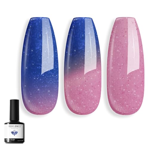 Esmalte de uñas gel cambio color 15 ml rosa azul miniatura 1