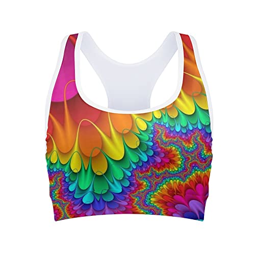 Youngerbaby Flow Tie Dye Sports Bras Vest For Women Racer Back Yoga Bra Wirefree Bra Running Workout Bras #TOP14
