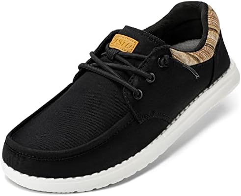 STQ Slip on Sneakers with Arch Support Women's Casual Boat Summer Orthopedic Shoes for Travel and Work Black US 7