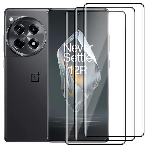 U. EHome (3 Pack) for Oneplus 12R Screen Protector Tempered Glass 3D full Coverage Tempered Glass Screen protector Shatterproof Scratch-Resistant Bubble Free for Oneplus 12R 5G Screen Protector