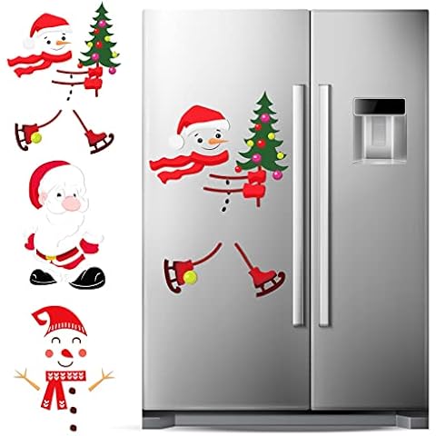DIYSELF Snowman Refrigerator Magnets Set of 15,DIY Cute Funny Fridge Magnet Refrigerator Stickers for Garage Door Christmas Decorations(Large) Cover