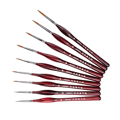 Xiaojikuaipao 9Pcs 14.5cm Extra Long Fine Point Tip Artist Liner Brush Fine Detail Watercolor Acrylic Oil Painting Art Supplies, Professional Tool