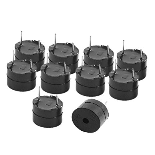 NEW LON0167 10pcs Black 12x10mm 2 Terminals Industrial Cylinder Electronic Continuous Sound Buzzer DC12V(10 stücke Schwarz 12x10mm 2 Terminals Industriezylinder Elektronische Dauerton Buzzer DC12V