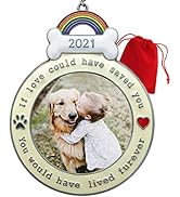 BANBERRY DESIGNS Dog Memorial Keepsake Ornament - 2022 Dated Christmas Picture Holder - If Love C...