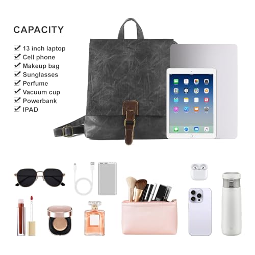 Image of Women's Fashion Backpack Purse Multipurpose Design Convertible Satchel Handbags Shoulder Bag Travel bag (Grey)
