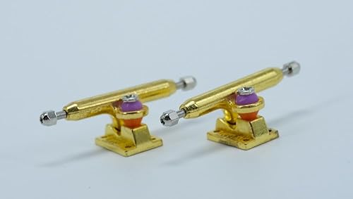 Miniatura 4 de LEEFAI 2 juegos de camiones de diapasón profesionales de 1.339 in de ancho G2 de plata y oro, placa base cuadrada chapada en oro y azul, suspensión