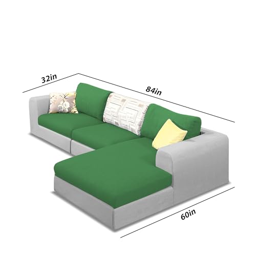 Image of Koza Yellow 4 Seater L Shape Sofa Set for Living Room (Green Grey Fabric) Premium Fabric Sofa